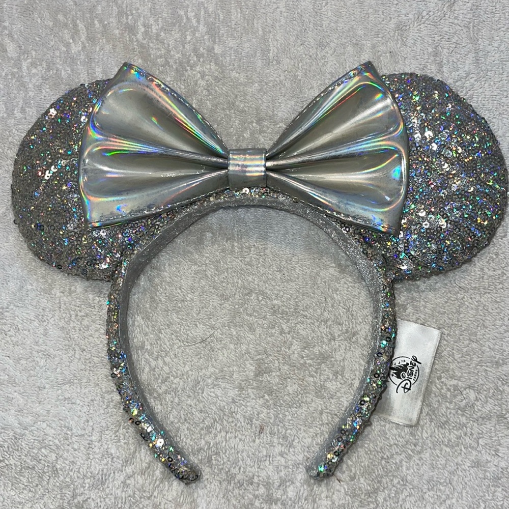 Disney Parks Silver Sequins Mickey Ears